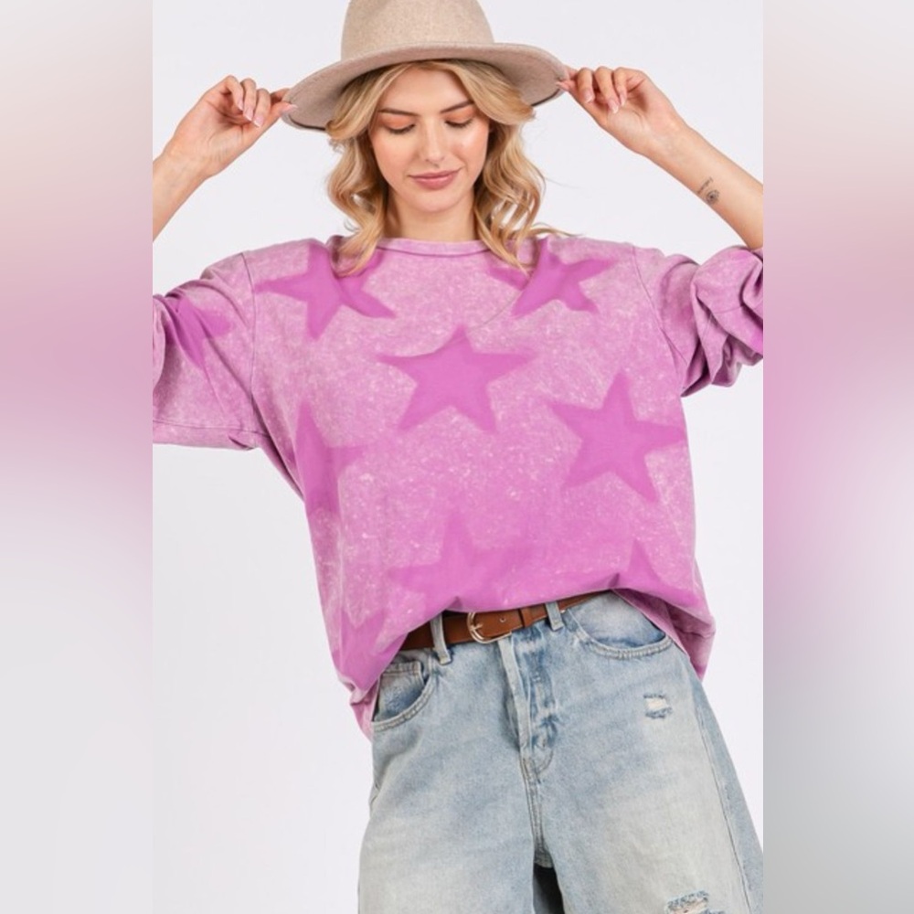 SAGE + FIG Mineral Wash Star Pattern T-Shirt